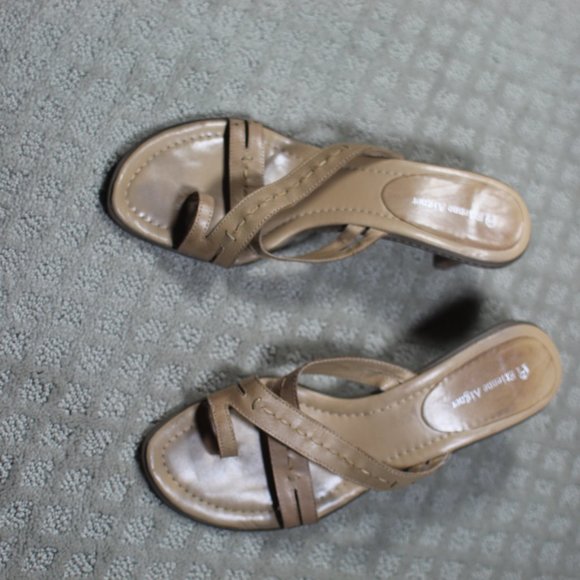 Etienne Aigner Shoes - Etienne Aigner Tan Stacked Heel Sandals